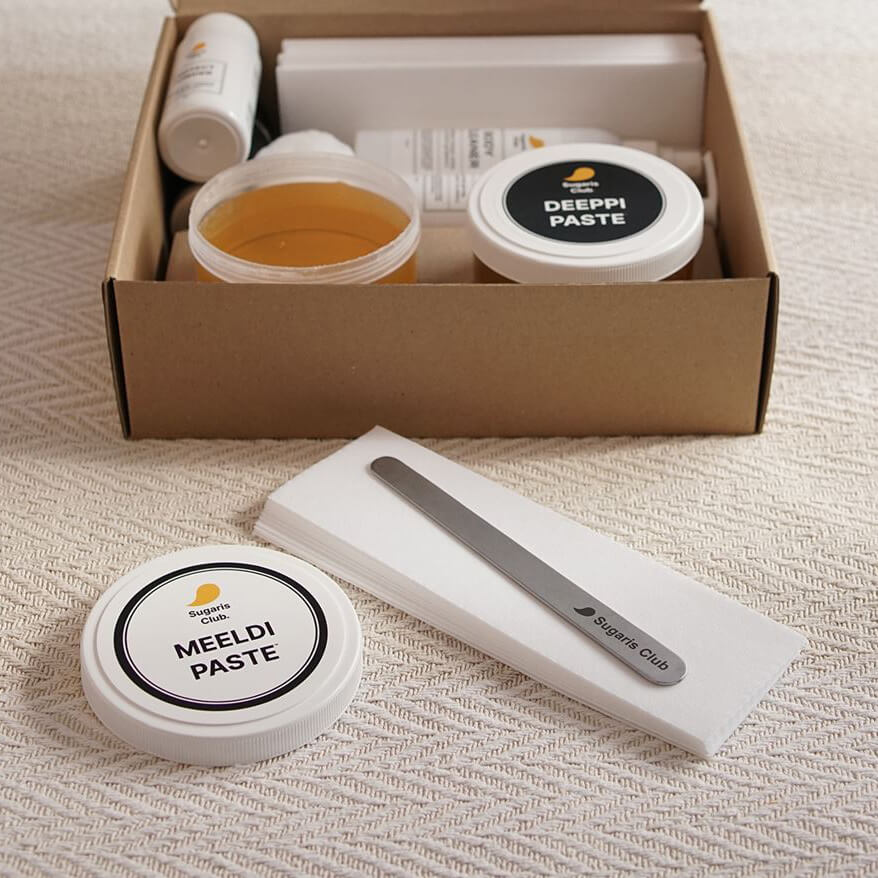 Shoobox, пасти, шпатель та смужки для домашнього шугарингу