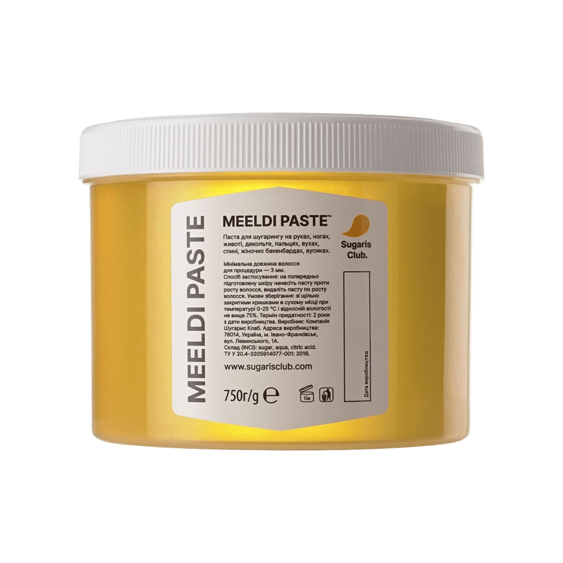 Meeldi Paste 750 г від Sugaris Club - паста для шугарингу в домашніх умовах частин тіла з поверхневим розташуванням волосся: ніг, рук, жіночі вусиків, плеч, животу, грудей.